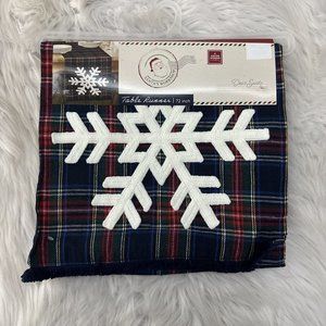 Winter Wonder Table Runny 72x13 inches NWT Blue plaid Snowflake Winter